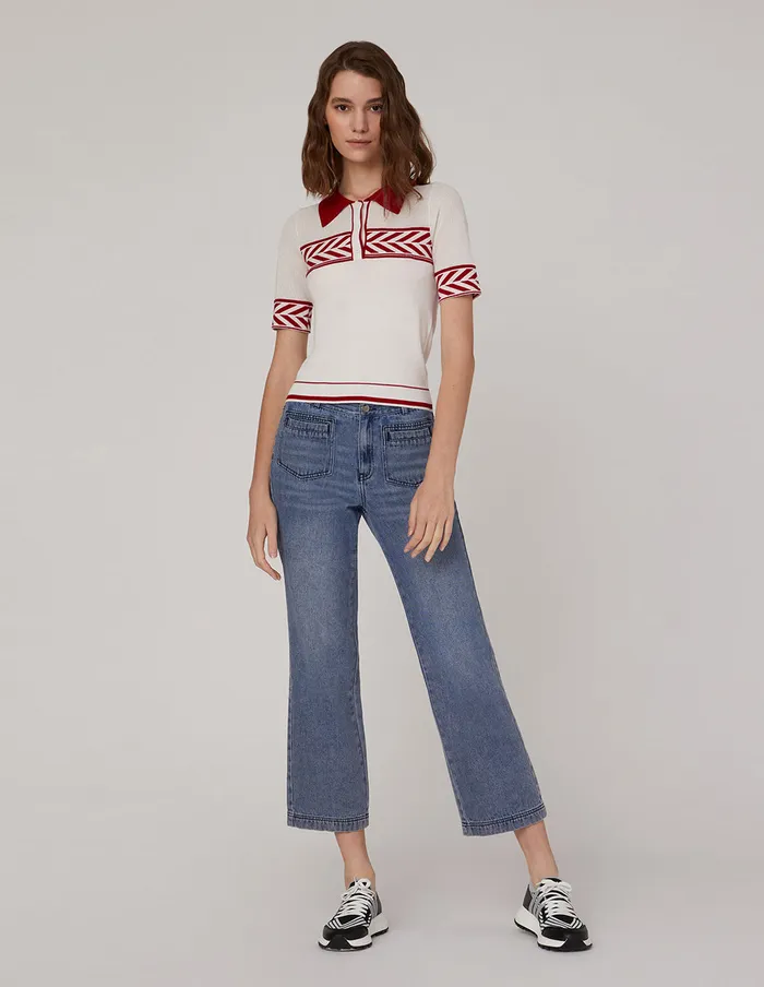 MARYLING Blouse Point Collar Buttoned Knitted Top Mix 8211 Women MARYLING Blouse Point Collar Buttoned Knitted Top Mix 8211 Women