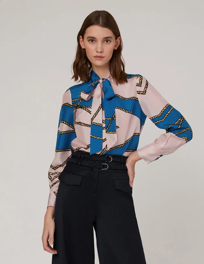 MARYLING Blouse TIENECK NAUTICAL PRINT BLOUSE Mix 8211 Women