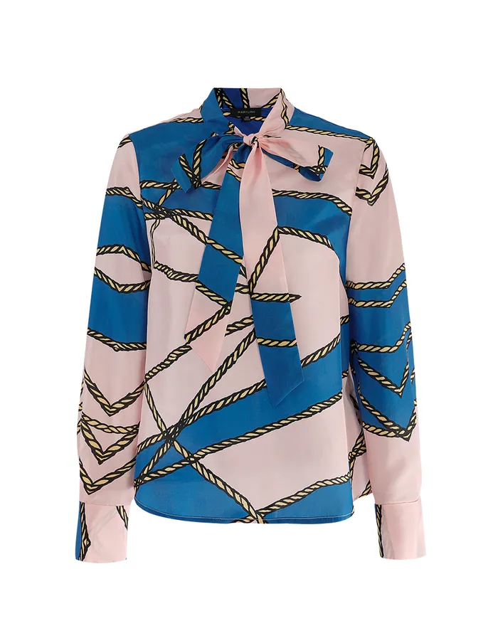 MARYLING Blouse TIENECK NAUTICAL PRINT BLOUSE Mix 8211 Women MARYLING Blouse TIENECK NAUTICAL PRINT BLOUSE Mix 8211 Women