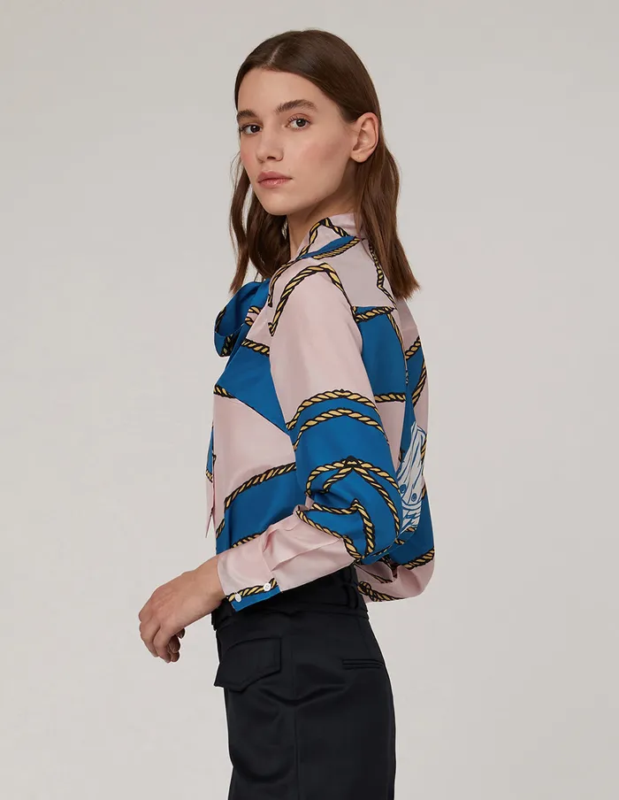 MARYLING Blouse TIENECK NAUTICAL PRINT BLOUSE Mix 8211 Women MARYLING Blouse TIENECK NAUTICAL PRINT BLOUSE Mix 8211 Women