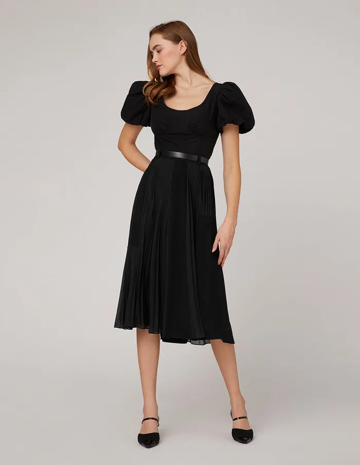 MARYLING Blouse Vneck Puff Sleeves Top Black 8211 Women