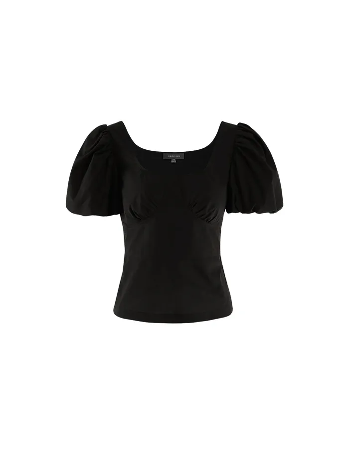 MARYLING Blouse Vneck Puff Sleeves Top Black 8211 Women MARYLING Blouse Vneck Puff Sleeves Top Black 8211 Women