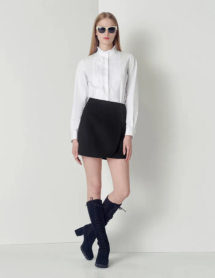 MARYLING Blouse White Fungus Edge Small Standup Collar Shirt White 8211 Women MARYLING Blouse White Fungus Edge Small Standup Collar Shirt White 8211 Women