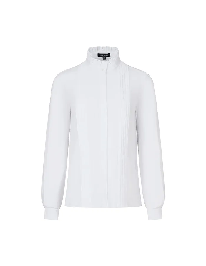 MARYLING Blouse White Fungus Edge Small Standup Collar Shirt White 8211 Women MARYLING Blouse White Fungus Edge Small Standup Collar Shirt White 8211 Women
