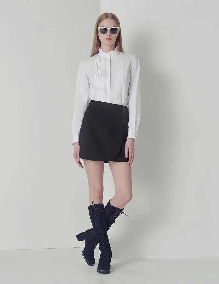MARYLING Blouse White Fungus Edge Small Standup Collar Shirt White 8211 Women MARYLING Blouse White Fungus Edge Small Standup Collar Shirt White 8211 Women