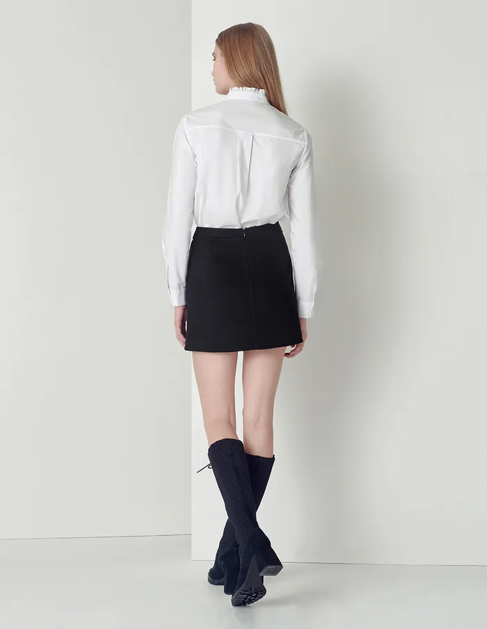MARYLING Blouse White Fungus Edge Small Standup Collar Shirt White 8211 Women MARYLING Blouse White Fungus Edge Small Standup Collar Shirt White 8211 Women