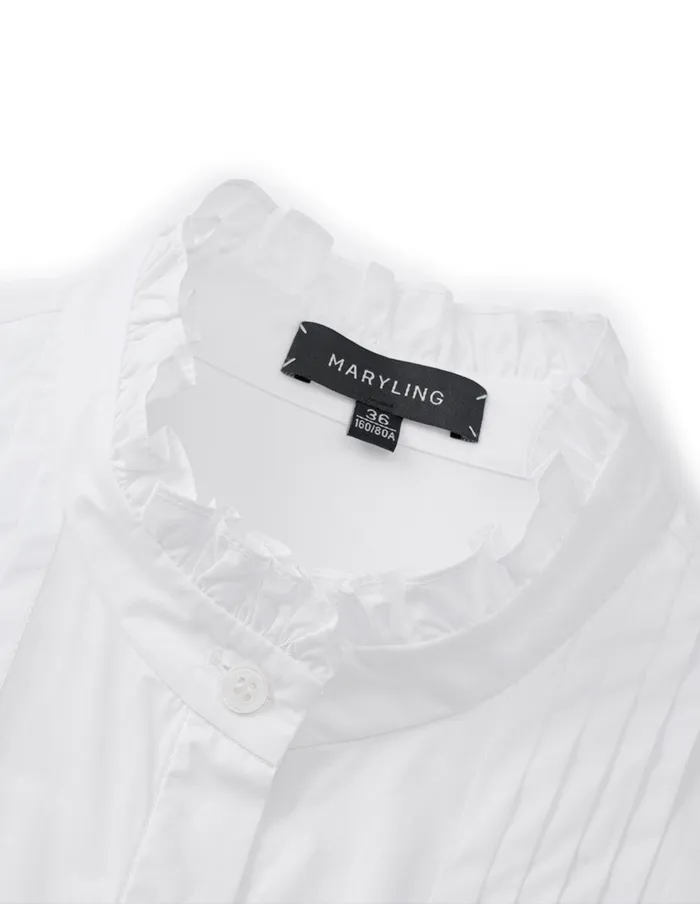 MARYLING Blouse White Fungus Edge Small Standup Collar Shirt White 8211 Women MARYLING Blouse White Fungus Edge Small Standup Collar Shirt White 8211 Women