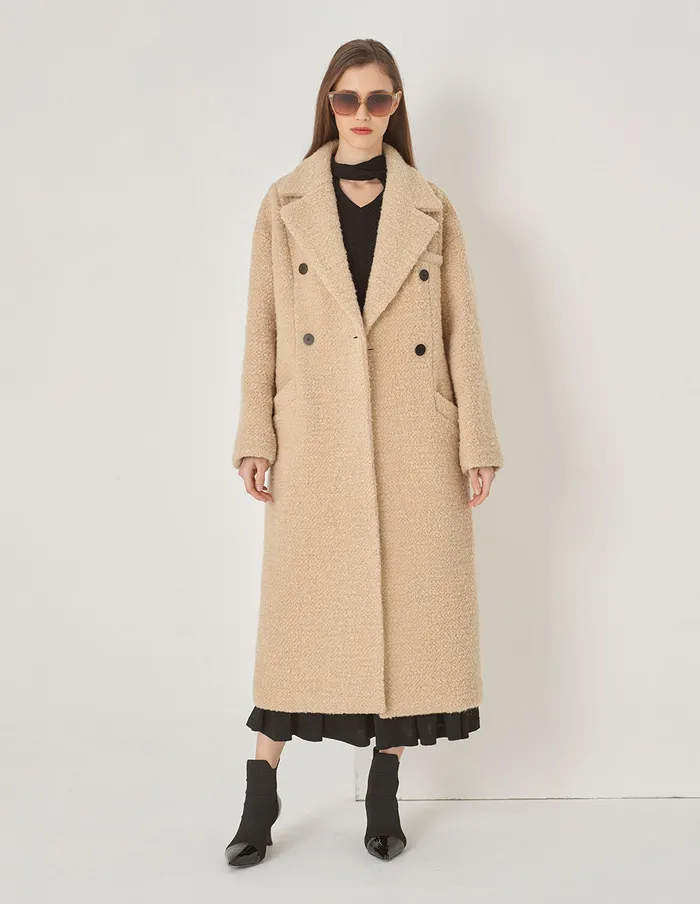 MARYLING Jacket and Coat Beige Large Lapel DoubleBreasted Coat Camel 8211 Women MARYLING Jacket and Coat Beige Large Lapel DoubleBreasted Coat Camel 8211 Women