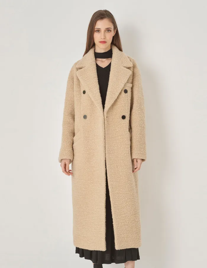 MARYLING Jacket and Coat Beige Large Lapel DoubleBreasted Coat Camel 8211 Women MARYLING Jacket and Coat Beige Large Lapel DoubleBreasted Coat Camel 8211 Women
