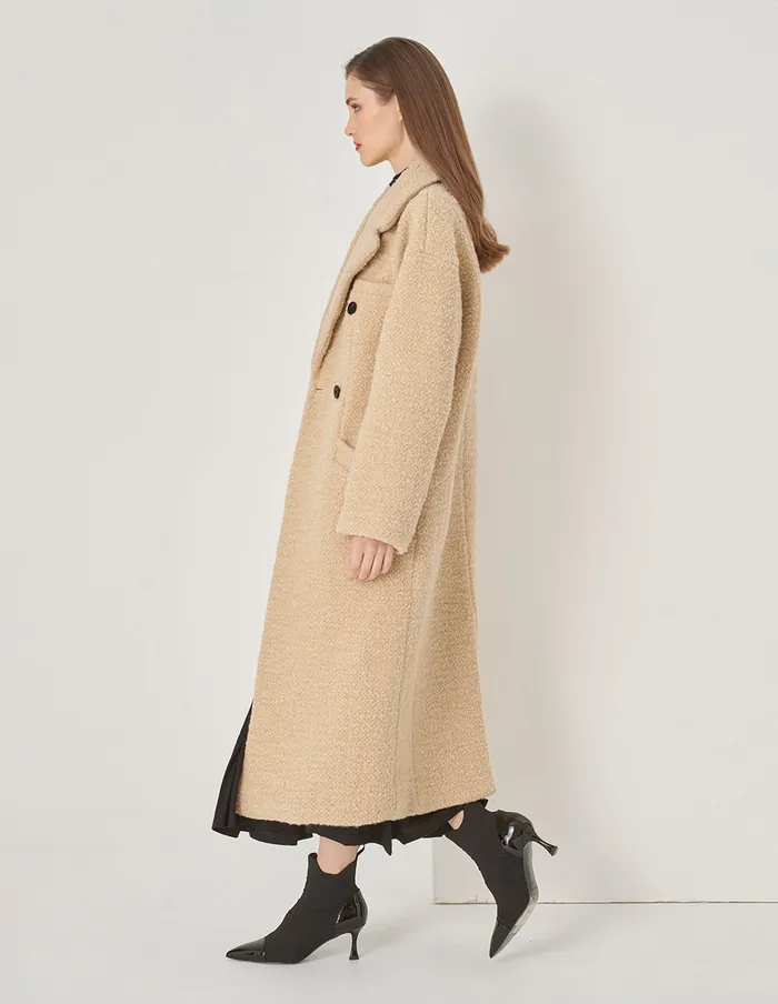 MARYLING Jacket and Coat Beige Large Lapel DoubleBreasted Coat Camel 8211 Women MARYLING Jacket and Coat Beige Large Lapel DoubleBreasted Coat Camel 8211 Women