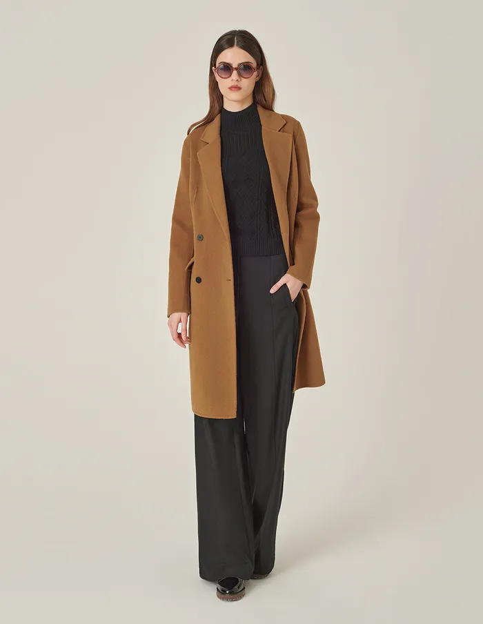 MARYLING Jacket and Coat Camel DoubleBreasted Silk Wool DoubleSided Coat Came 8211 Women MARYLING Jacket and Coat Camel DoubleBreasted Silk Wool DoubleSided Coat Came 8211 Women