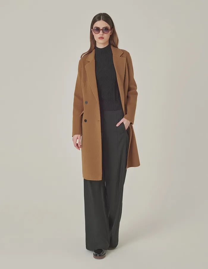 MARYLING Jacket and Coat Camel DoubleBreasted Silk Wool DoubleSided Coat Came 8211 Women MARYLING Jacket and Coat Camel DoubleBreasted Silk Wool DoubleSided Coat Came 8211 Women
