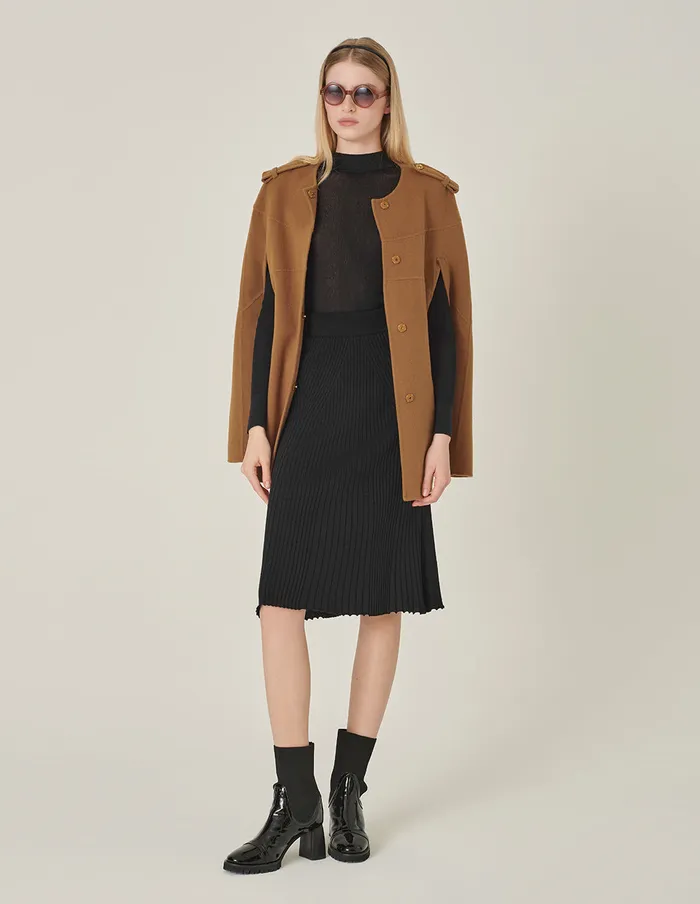 MARYLING Jacket and Coat Camel Silk Round Collar Cape Jacket Came 8211 Women