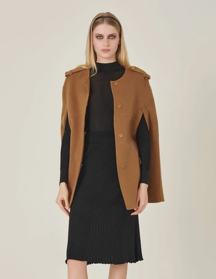 MARYLING Jacket and Coat Camel Silk Round Collar Cape Jacket Came 8211 Women MARYLING Jacket and Coat Camel Silk Round Collar Cape Jacket Came 8211 Women