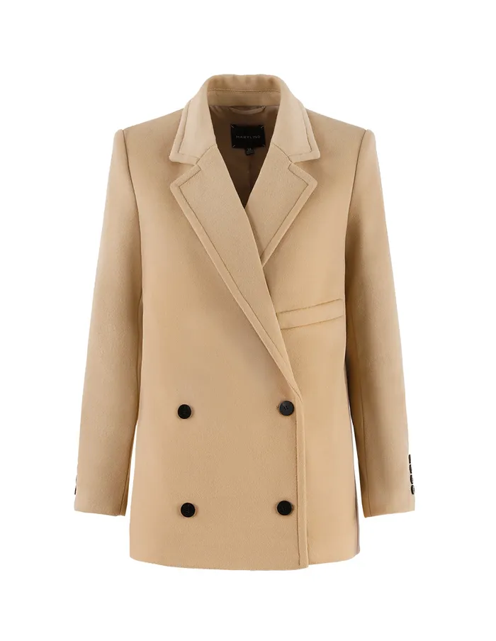 MARYLING Jacket and Coat NOTCH LAPEL DOUBLEBREASTED WOOL CASHMERE BLEND COAT Burly Wood 8211 Women MARYLING Jacket and Coat NOTCH LAPEL DOUBLEBREASTED WOOL CASHMERE BLEND COAT Burly Wood 8211 Women