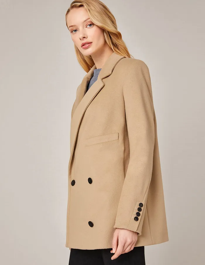 MARYLING Jacket and Coat NOTCH LAPEL DOUBLEBREASTED WOOL CASHMERE BLEND COAT Burly Wood 8211 Women MARYLING Jacket and Coat NOTCH LAPEL DOUBLEBREASTED WOOL CASHMERE BLEND COAT Burly Wood 8211 Women