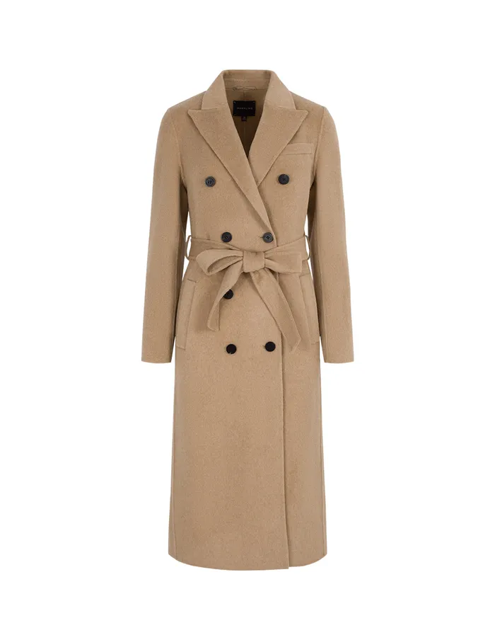 MARYLING Jacket and Coat Notched Lapel DoubleBreasted Straight CamelColored Coat Sand 8211 Women MARYLING Jacket and Coat Notched Lapel DoubleBreasted Straight CamelColored Coat Sand 8211 Women
