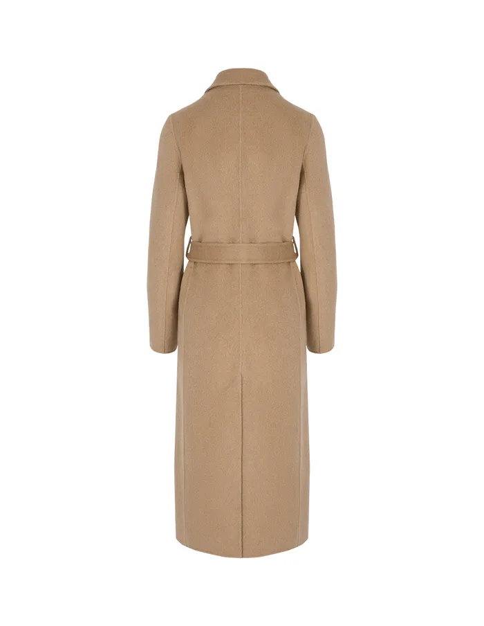 MARYLING Jacket and Coat Notched Lapel DoubleBreasted Straight CamelColored Coat Sand 8211 Women MARYLING Jacket and Coat Notched Lapel DoubleBreasted Straight CamelColored Coat Sand 8211 Women