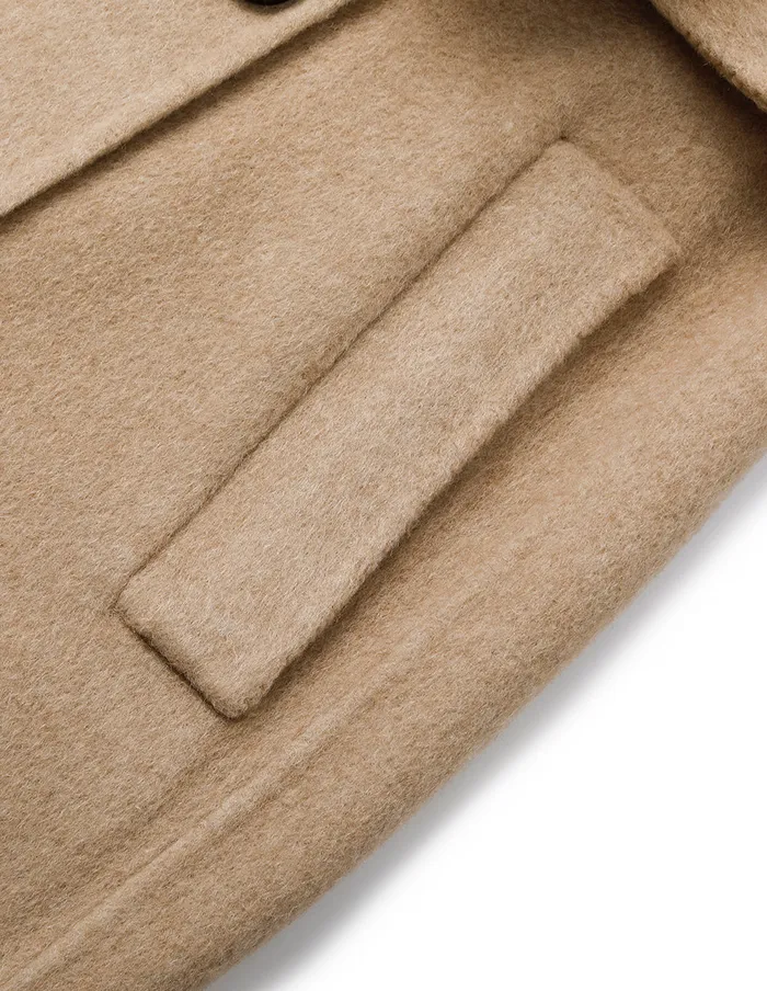 MARYLING Jacket and Coat Notched Lapel DoubleBreasted Straight CamelColored Coat Sand 8211 Women MARYLING Jacket and Coat Notched Lapel DoubleBreasted Straight CamelColored Coat Sand 8211 Women