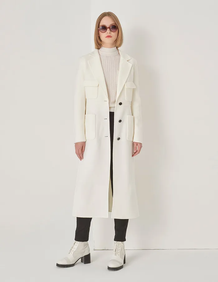 MARYLING Jacket and Coat OffWhite SingleBreasted Coat Cream 8211 Women