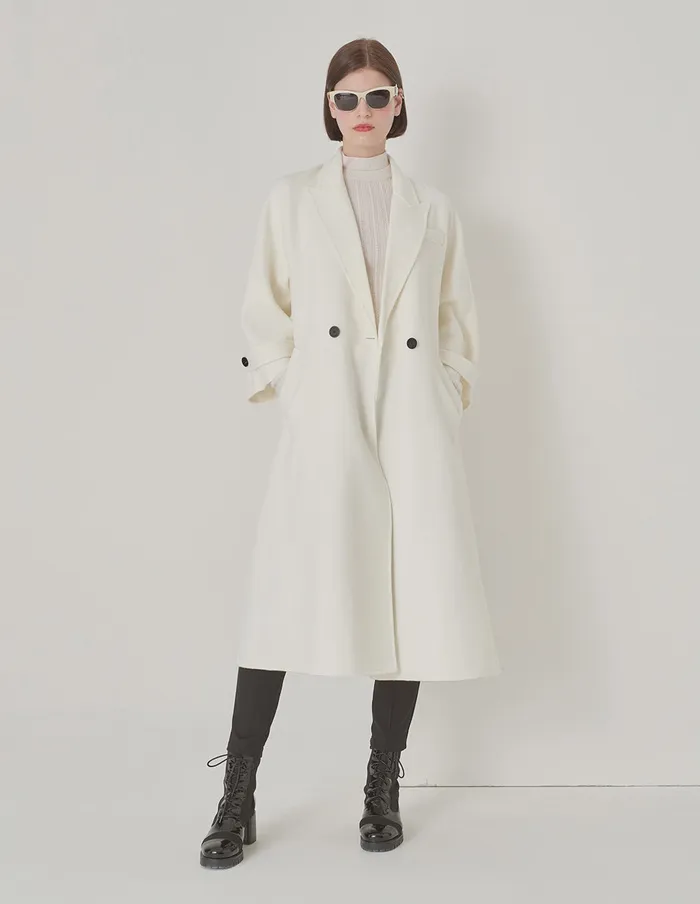 MARYLING Jacket and Coat OffWhite SingleBreasted Coat Cream 8211 Women MARYLING Jacket and Coat OffWhite SingleBreasted Coat Cream 8211 Women