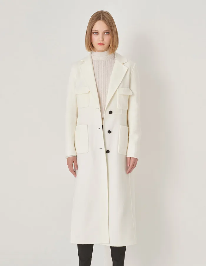 MARYLING Jacket and Coat OffWhite SingleBreasted Coat Cream 8211 Women MARYLING Jacket and Coat OffWhite SingleBreasted Coat Cream 8211 Women