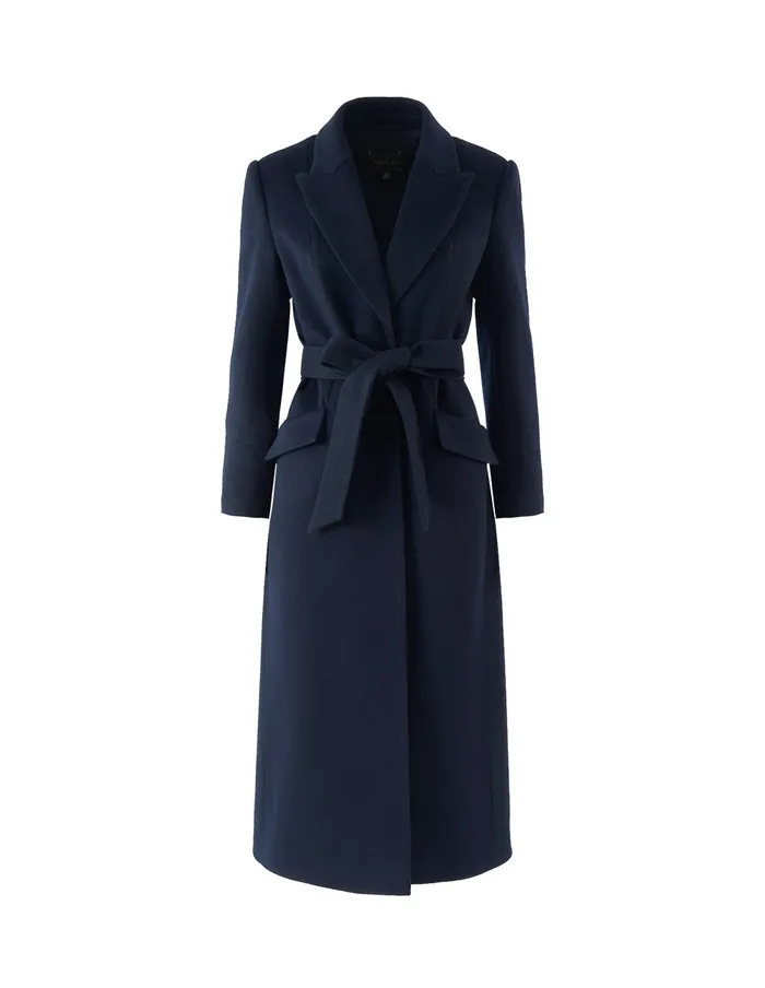 MARYLING Jacket and Coat PeakLapel Belted Cashmere Coat Midnight Blue 8211 Women MARYLING Jacket and Coat PeakLapel Belted Cashmere Coat Midnight Blue 8211 Women