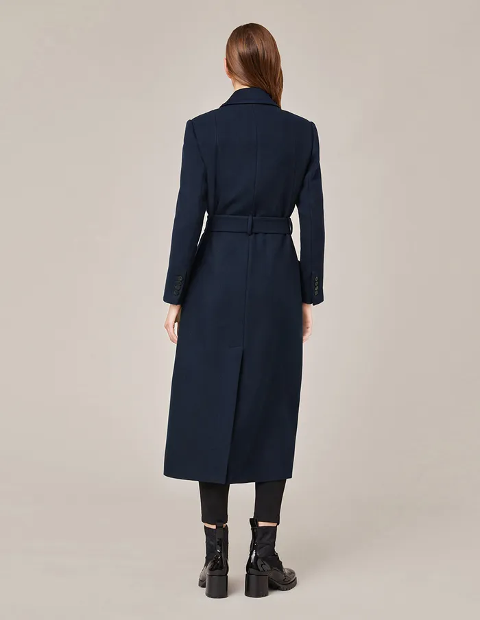 MARYLING Jacket and Coat PeakLapel Belted Cashmere Coat Midnight Blue 8211 Women MARYLING Jacket and Coat PeakLapel Belted Cashmere Coat Midnight Blue 8211 Women