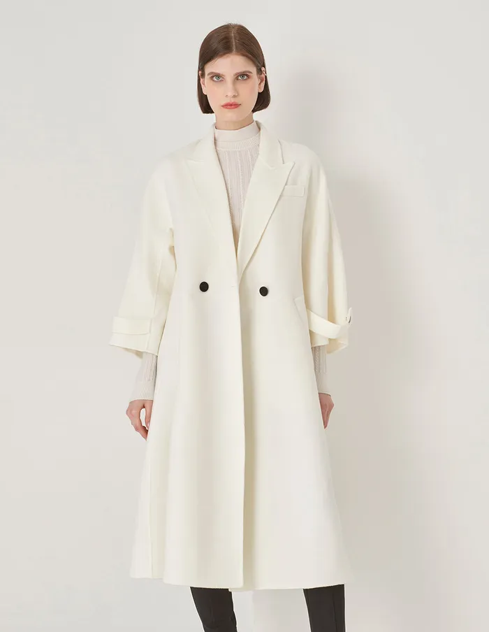 MARYLING Jacket and Coat Suit Collar Loose Fit Long Coat Cream 8211 Women MARYLING Jacket and Coat Suit Collar Loose Fit Long Coat Cream 8211 Women