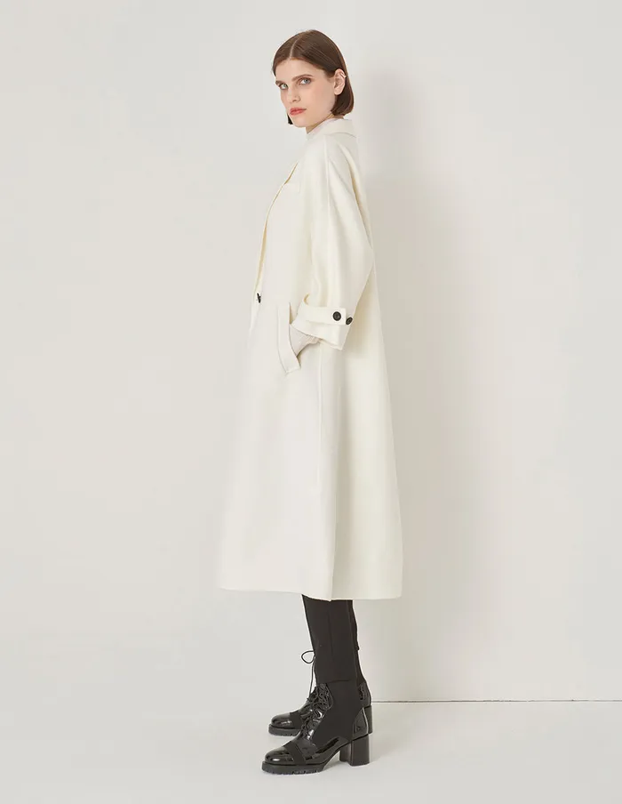 MARYLING Jacket and Coat Suit Collar Loose Fit Long Coat Cream 8211 Women MARYLING Jacket and Coat Suit Collar Loose Fit Long Coat Cream 8211 Women