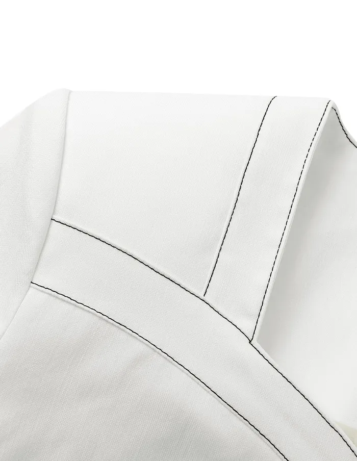 MARYLING Jacket and Coat White Contrast Topstitched Short Jacket Snow 8211 Women MARYLING Jacket and Coat White Contrast Topstitched Short Jacket Snow 8211 Women