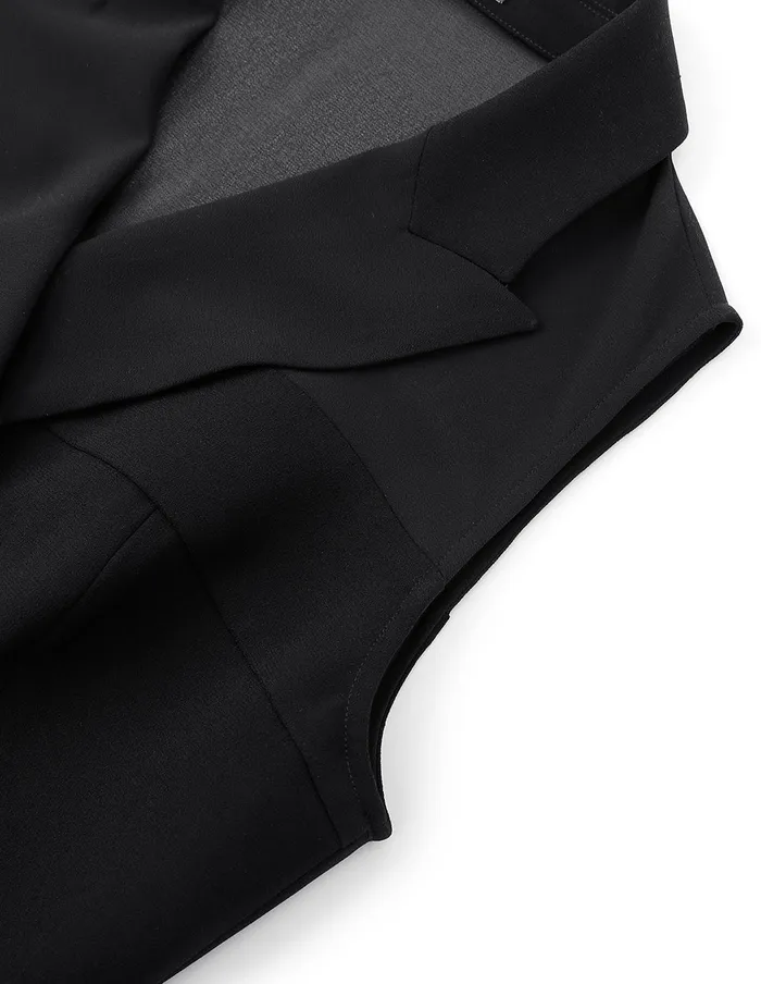 MARYLING Jumpsuits Black Point Collar Paneled Georgette Sleeveless Jumpsuit Black 8211 Women MARYLING Jumpsuits Black Point Collar Paneled Georgette Sleeveless Jumpsuit Black 8211 Women