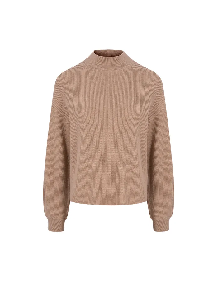 MARYLING Knitwear Beige Knit Mock Neck Sweater Camel 8211 Women MARYLING Knitwear Beige Knit Mock Neck Sweater Camel 8211 Women