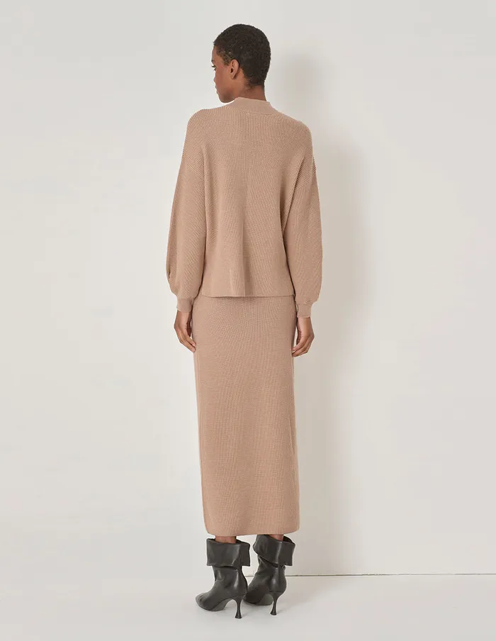 MARYLING Knitwear Beige Knit Mock Neck Sweater Camel 8211 Women MARYLING Knitwear Beige Knit Mock Neck Sweater Camel 8211 Women