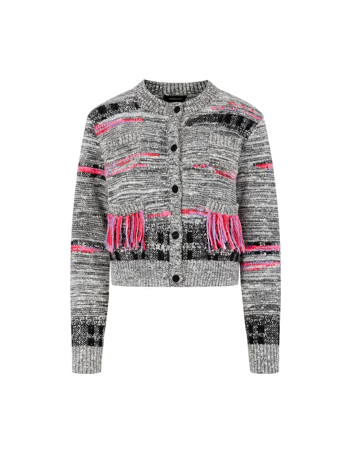 MARYLING Knitwear Black And White Mixed Colour Knitted Cardigan Grey And Pink 8211 Women MARYLING Knitwear Black And White Mixed Colour Knitted Cardigan Grey And Pink 8211 Women