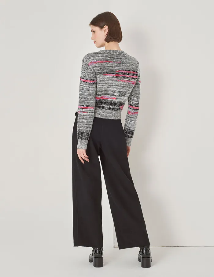 MARYLING Knitwear Black And White Mixed Colour Knitted Cardigan Grey And Pink 8211 Women MARYLING Knitwear Black And White Mixed Colour Knitted Cardigan Grey And Pink 8211 Women