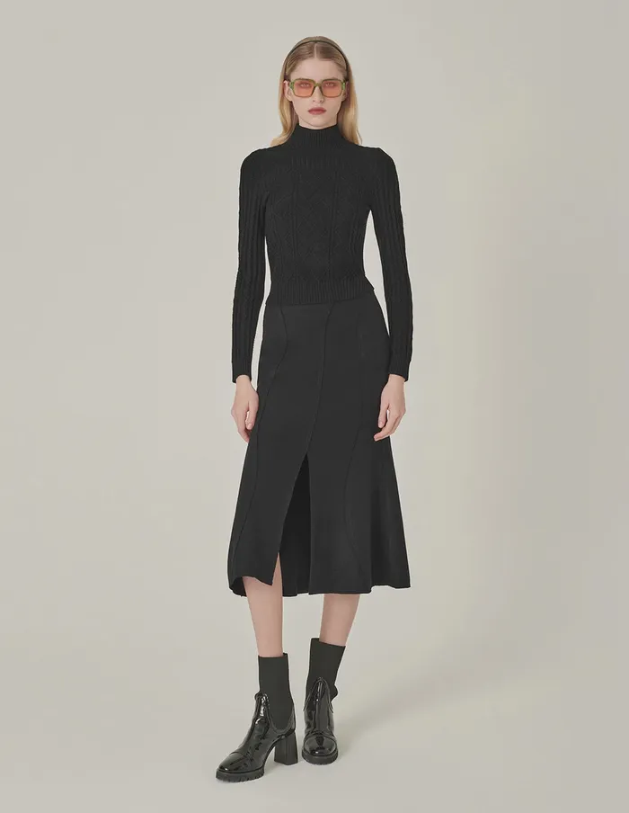 MARYLING Knitwear Black Half Turtleneck Long Sleeve Knitted Pullover Black 8211 Women MARYLING Knitwear Black Half Turtleneck Long Sleeve Knitted Pullover Black 8211 Women