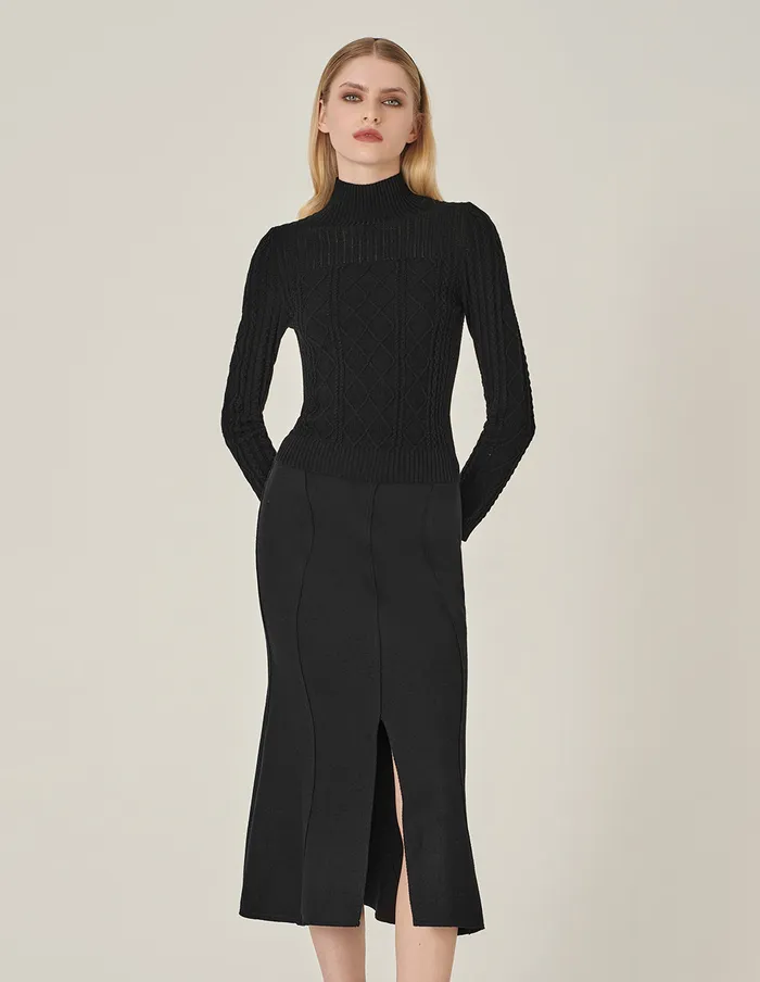 MARYLING Knitwear Black Half Turtleneck Long Sleeve Knitted Pullover Black 8211 Women MARYLING Knitwear Black Half Turtleneck Long Sleeve Knitted Pullover Black 8211 Women
