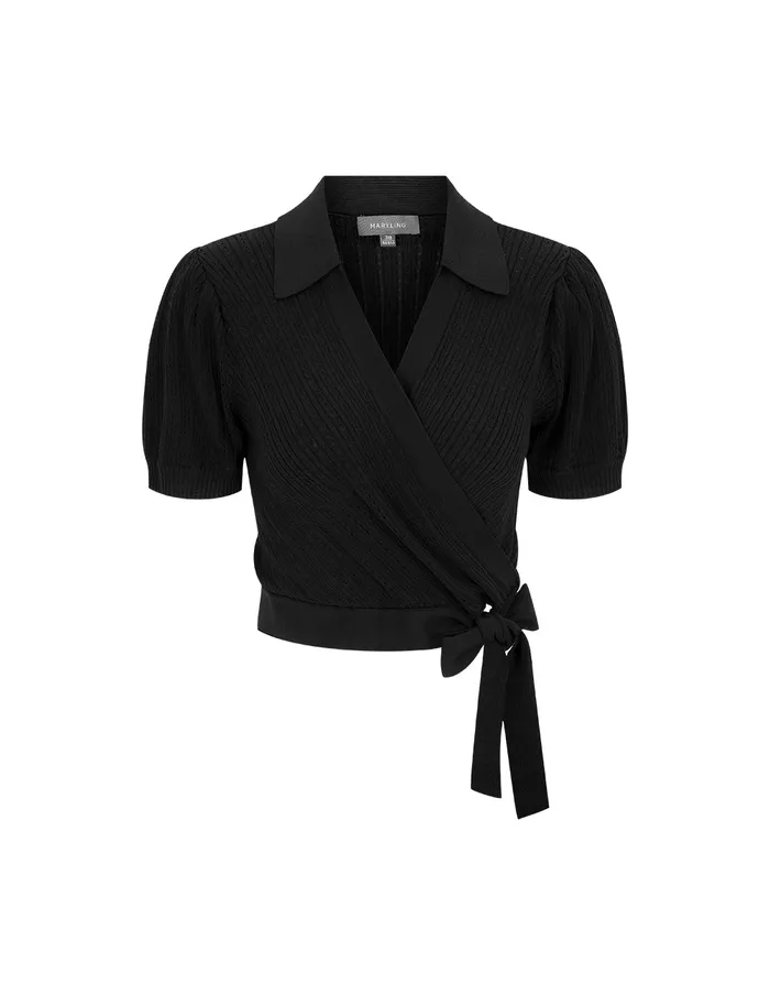 MARYLING Knitwear Black Lapel Knit Sweater Black 8211 Women MARYLING Knitwear Black Lapel Knit Sweater Black 8211 Women