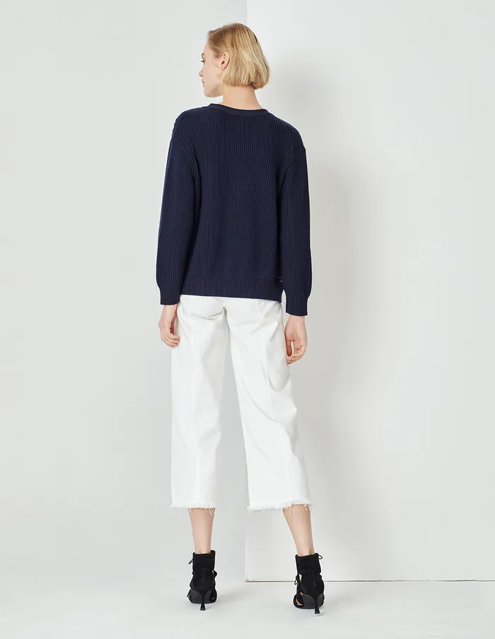 MARYLING Knitwear Blue And White Check Needle Shuttle Cardigan Mix 8211 Women MARYLING Knitwear Blue And White Check Needle Shuttle Cardigan Mix 8211 Women