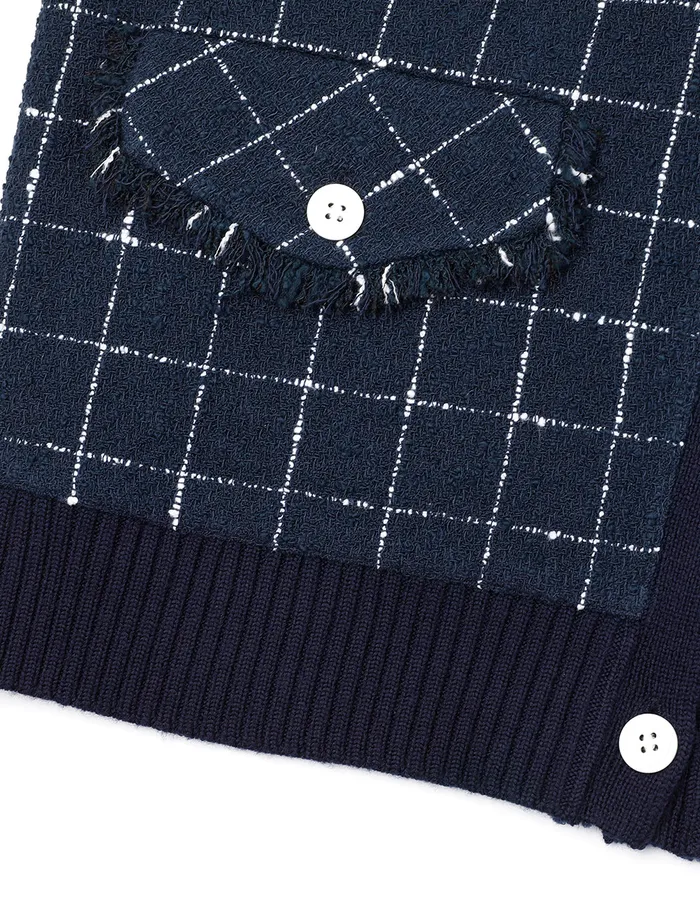 MARYLING Knitwear Blue And White Check Needle Shuttle Cardigan Mix 8211 Women MARYLING Knitwear Blue And White Check Needle Shuttle Cardigan Mix 8211 Women