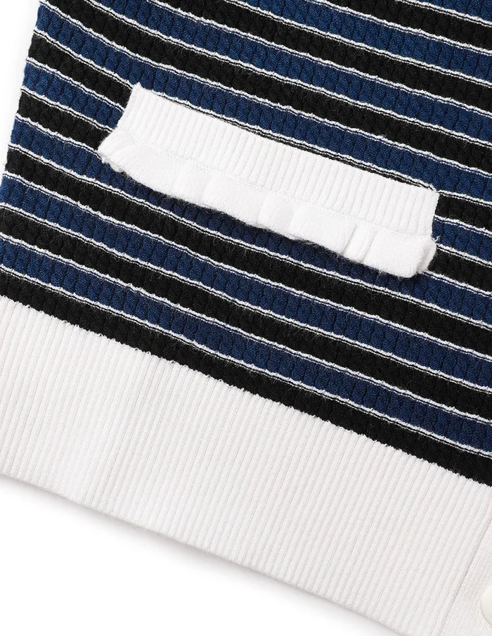 MARYLING Knitwear Colour Block VNeck Knitted Cardigan Blue And White 8211 Women MARYLING Knitwear Colour Block VNeck Knitted Cardigan Blue And White 8211 Women