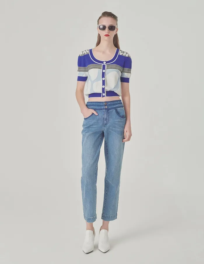 MARYLING Knitwear Colourblock Knitted Cardigan Blue And White 8211 Women MARYLING Knitwear Colourblock Knitted Cardigan Blue And White 8211 Women