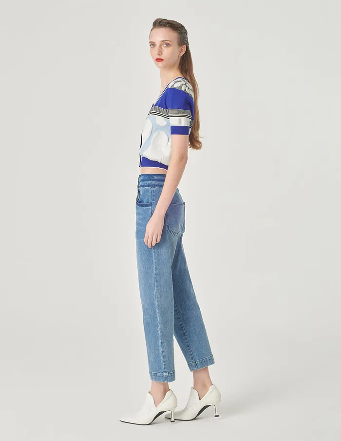 MARYLING Knitwear Colourblock Knitted Cardigan Blue And White 8211 Women MARYLING Knitwear Colourblock Knitted Cardigan Blue And White 8211 Women