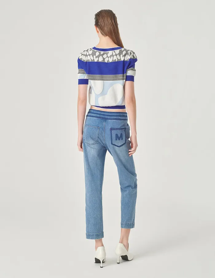 MARYLING Knitwear Colourblock Knitted Cardigan Blue And White 8211 Women MARYLING Knitwear Colourblock Knitted Cardigan Blue And White 8211 Women