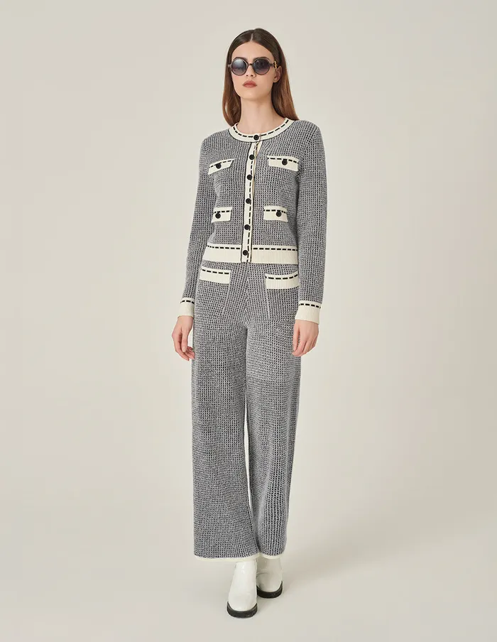 MARYLING Knitwear CrewNeck LongSleeve Cropped MultiPockets Wool Knitted Cardigan Monochrome 8211 Women MARYLING Knitwear CrewNeck LongSleeve Cropped MultiPockets Wool Knitted Cardigan Monochrome 8211 Women
