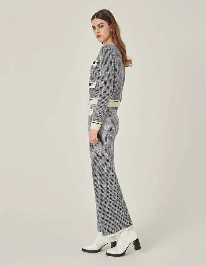 MARYLING Knitwear CrewNeck LongSleeve Cropped MultiPockets Wool Knitted Cardigan Monochrome 8211 Women MARYLING Knitwear CrewNeck LongSleeve Cropped MultiPockets Wool Knitted Cardigan Monochrome 8211 Women