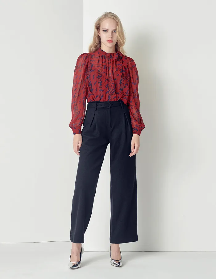 MARYLING Knitwear Elegant Red Geometric Print Turtleneck Pullover Red 8211 Women MARYLING Knitwear Elegant Red Geometric Print Turtleneck Pullover Red 8211 Women