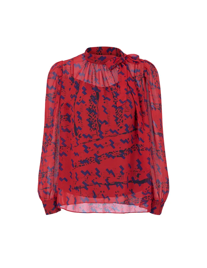 MARYLING Knitwear Elegant Red Geometric Print Turtleneck Pullover Red 8211 Women MARYLING Knitwear Elegant Red Geometric Print Turtleneck Pullover Red 8211 Women