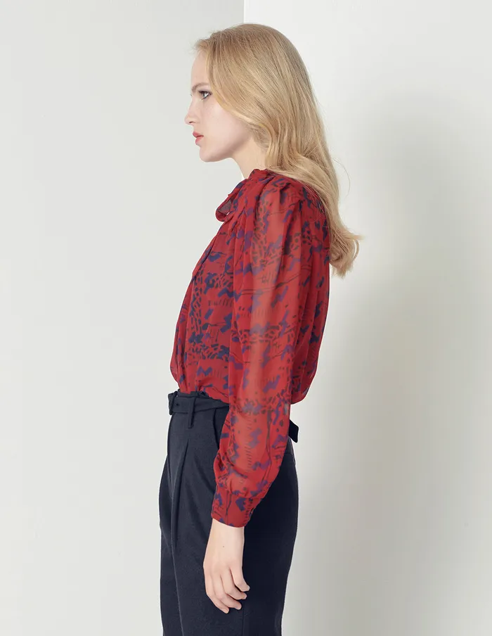 MARYLING Knitwear Elegant Red Geometric Print Turtleneck Pullover Red 8211 Women MARYLING Knitwear Elegant Red Geometric Print Turtleneck Pullover Red 8211 Women